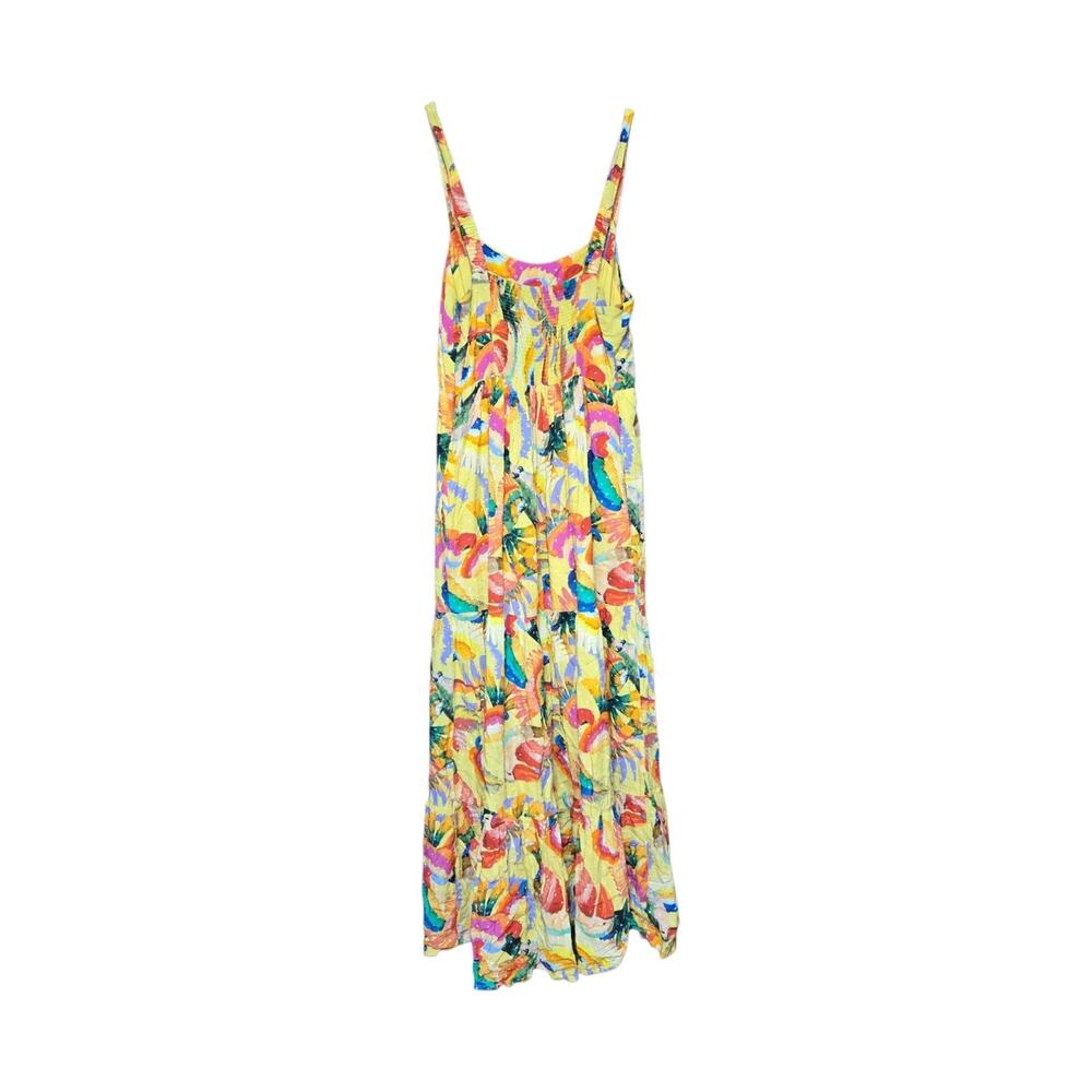 Farm Rio Anthropologie Textured Tropical Bird Maxi Dress Vacation Resortwear - Picture 6 of 10